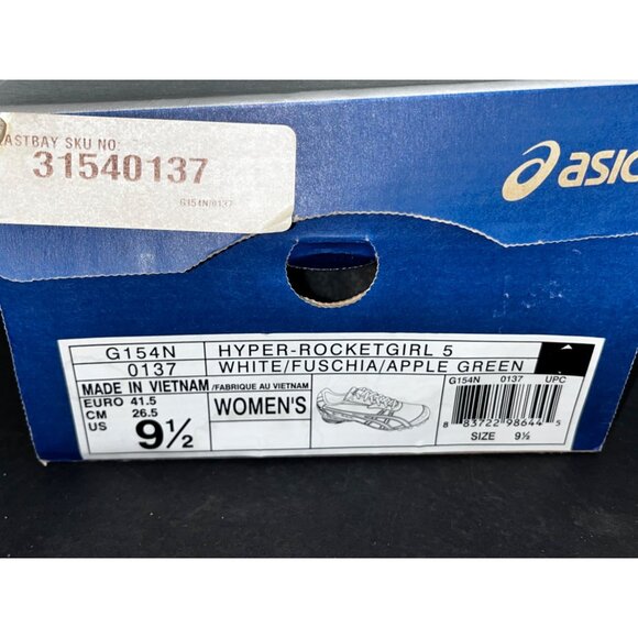 ASICS Womens Hyper-Rocketgirl 5 Track Shoes 9.5 White/Fuschia/Apple Green - Picture 2 of 8